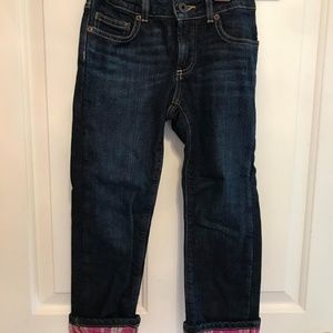 LL Bean Girl's flannel lined jeans, size 5/6